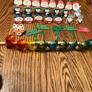 Christmas Cupcake Topper Rings Mixed Lot Of  39 Cake Decoration Holiday